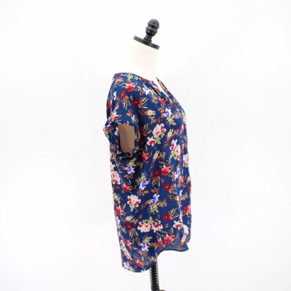 Philosophy Blue Red Green Medium Sheer Lightweight Blouse Top Sleeveless V-Neck - Picture 6 of 8